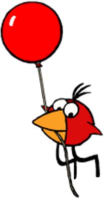 Red Bird With Balloon - Balloon (400x400), Png Download