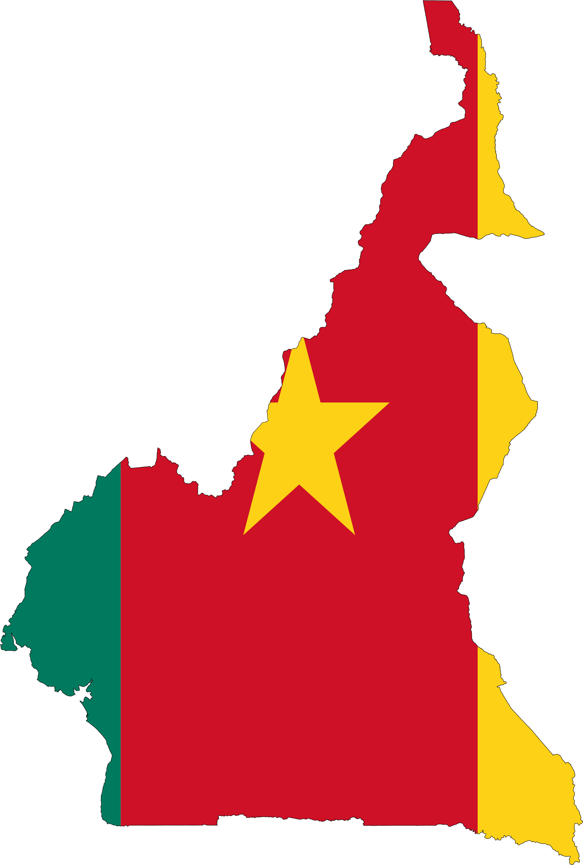 Flag Map Of Cameroon - Cameroon Map Capital City (2048x3045), Png Download