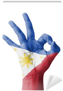 Hand Making Ok Sign, Philippines Flag Painted Wall - Philippine Flag Design Hand Art (400x400), Png Download