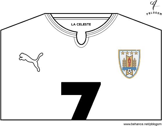 Camiseta Uruguay 2018 Dibujo (600x470), Png Download
