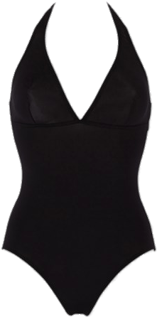 Black Swimming Suit Low Clevage - Trajes De Baño Png (452x528), Png Download