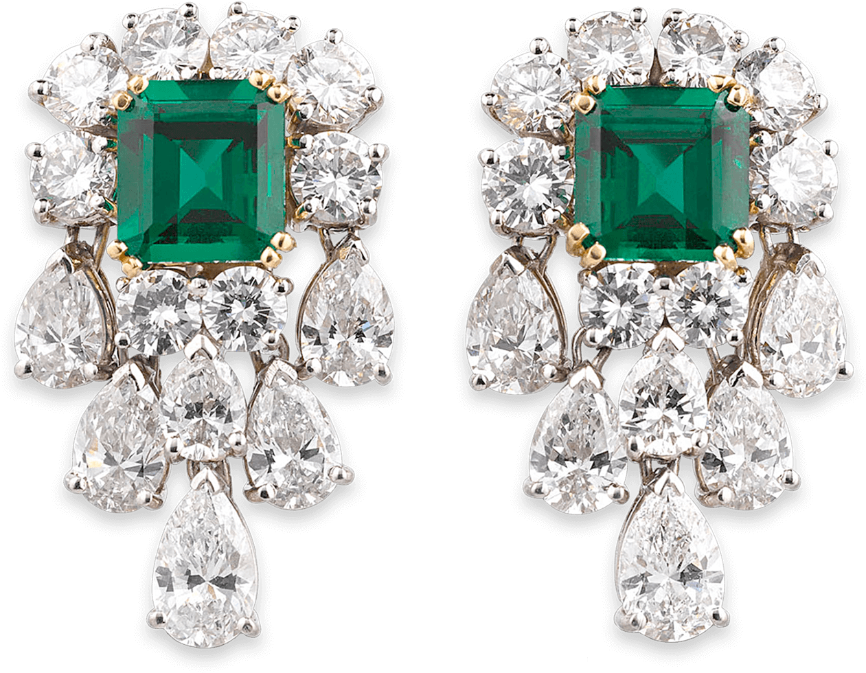Unenhanced Emerald And Diamond Earrings (1750x1750), Png Download