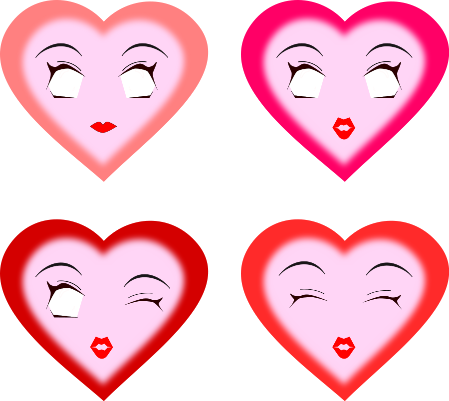 Cartoon Hearts With Faces (500x446), Png Download