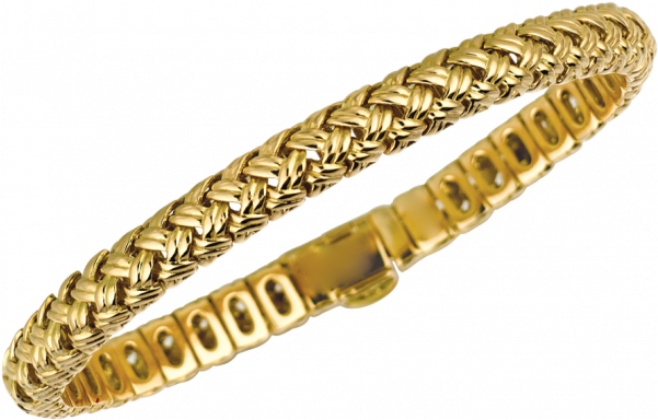 18kt Yellow Gold Vannerie Flexible Bracelet (600x600), Png Download