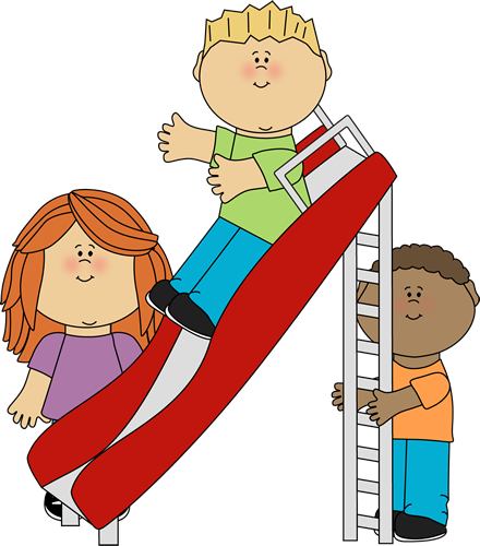 Kids Playing On A Slide - Kids Playing Clipart (440x500), Png Download