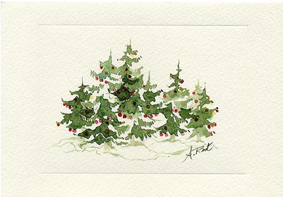 Water Colors - Christmas Tree (400x400), Png Download