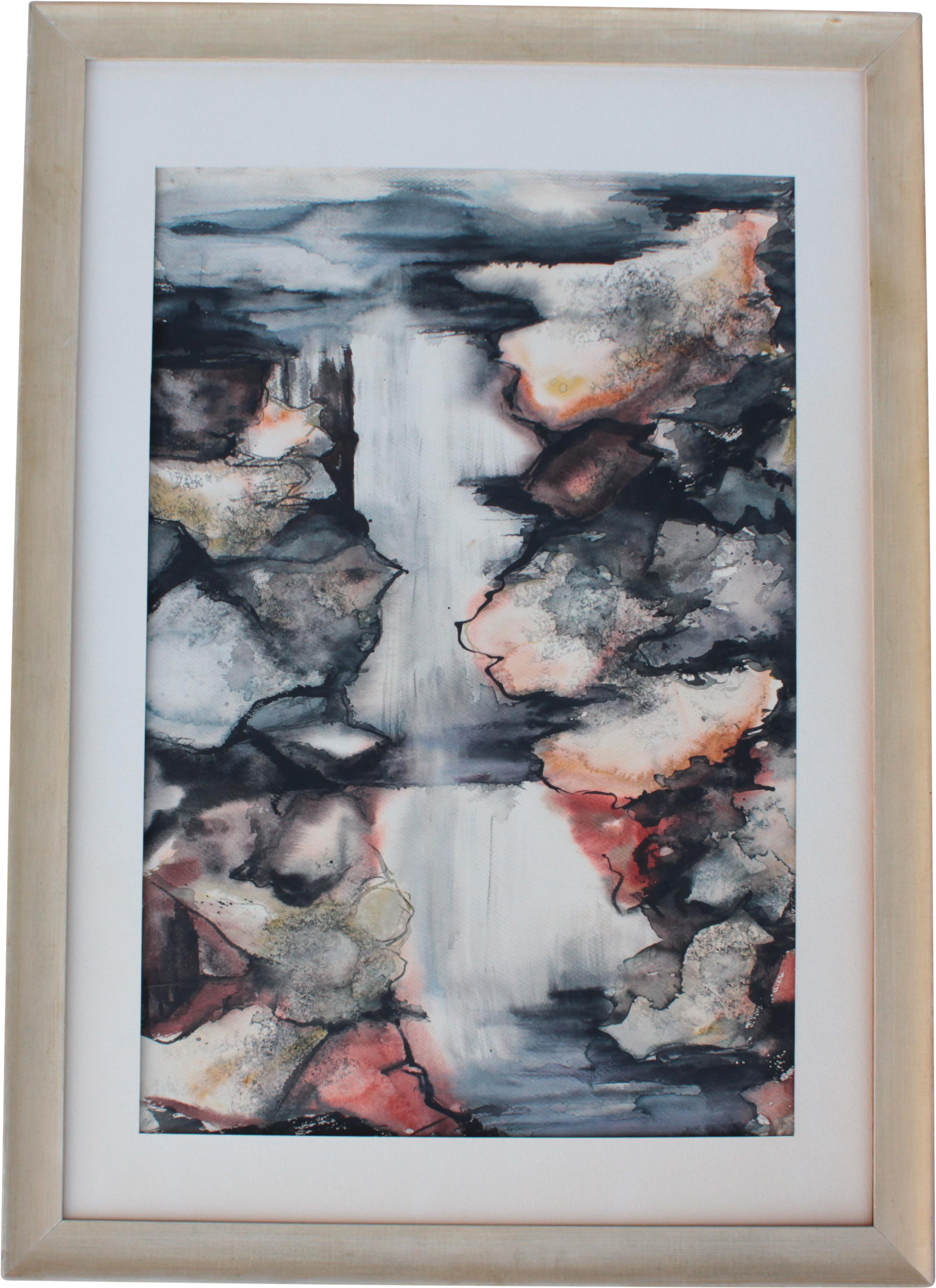 1950s Waterfall Watercolor Painting - Watercolor Painting (2553x3513), Png Download