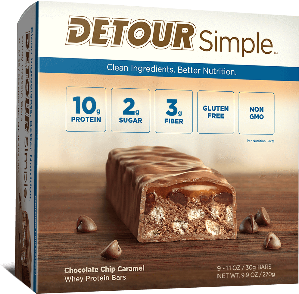 Chocolate Chip Caramel - Detour Simple Bar, Salted Caramel Cookie Dough, 9 Count (1140x1140), Png Download