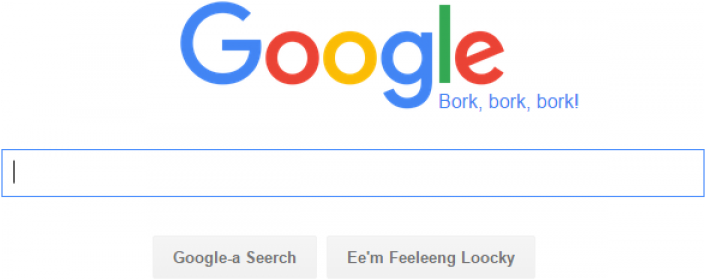 Google Homepage In Bork Langauge - Bork Bork Bork Language Google (720x340), Png Download