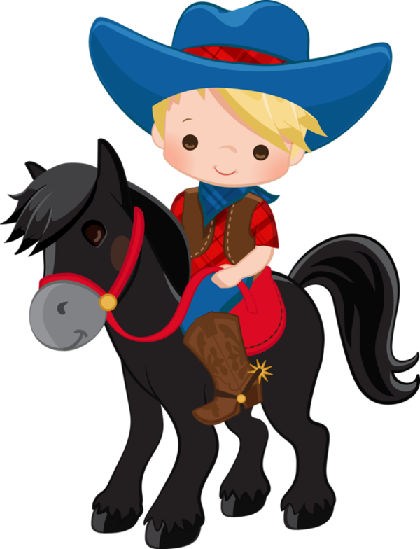 Kids Clipart Horse - Cowboy Clip Art (600x784), Png Download