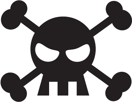 Cartoon Skull Amp Crossbones Wall Wall Art Decal - Clipart Computer Threats Png Art (451x451), Png Download