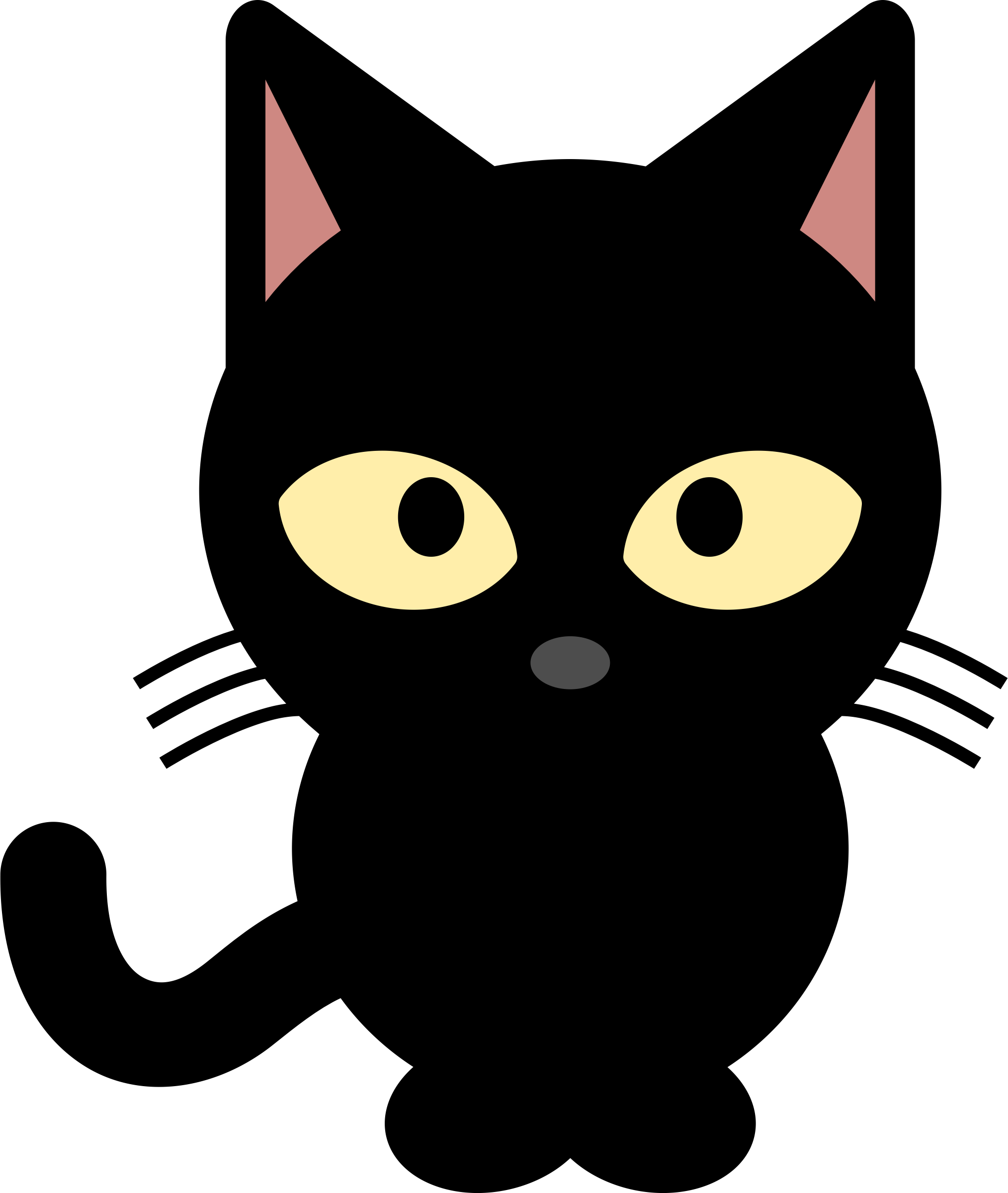 Cat Clipart Clear Background - Cute Black Cat Clipart (2028x2400), Png Download