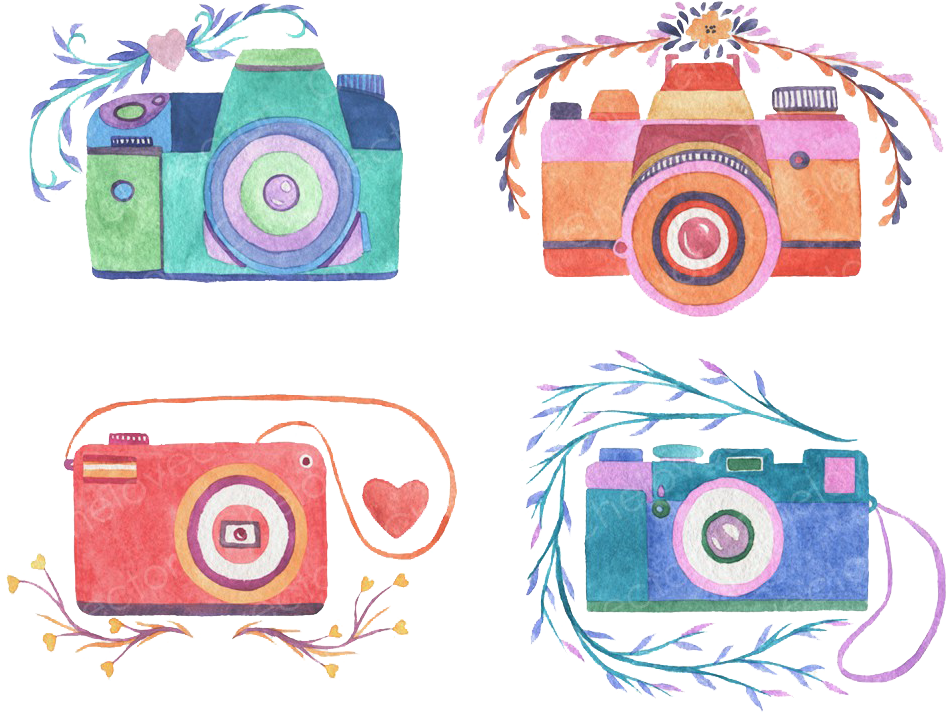 Camera Watercolor Painting Photography Drawing - Camaras Fotograficas Con Diseño (1160x772), Png Download