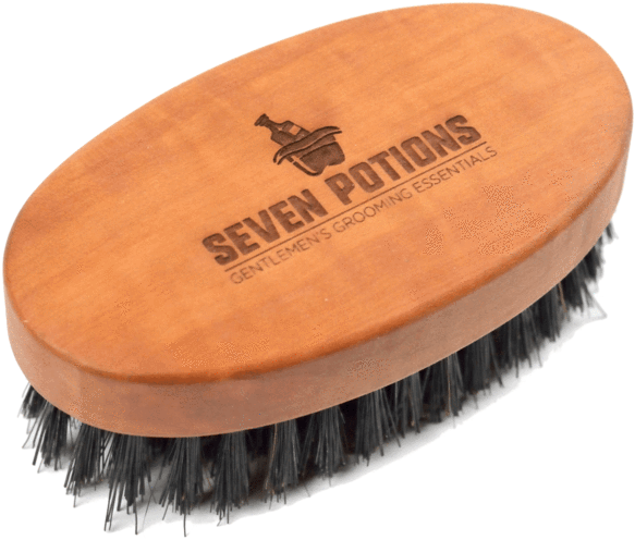 Oval Shaped Pear Wood With Natural Boar Bristles Seven - Boar Bristle Beard Brush (600x600), Png Download