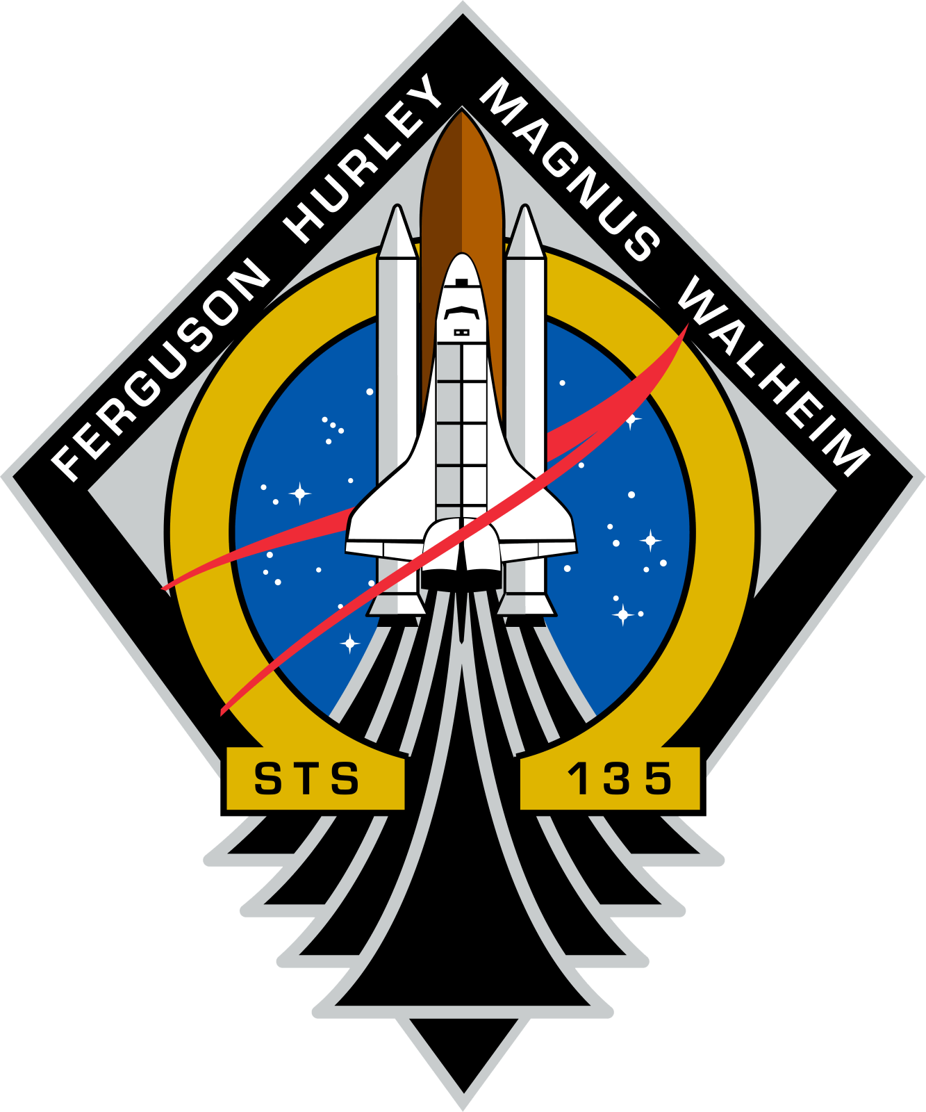 Last Space Shuttle Mission Launched - Sts 135 Mission Patch (1333x1600), Png Download