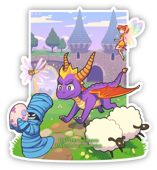 Dav-19 - Spyro And Crash Fanart (540x589), Png Download