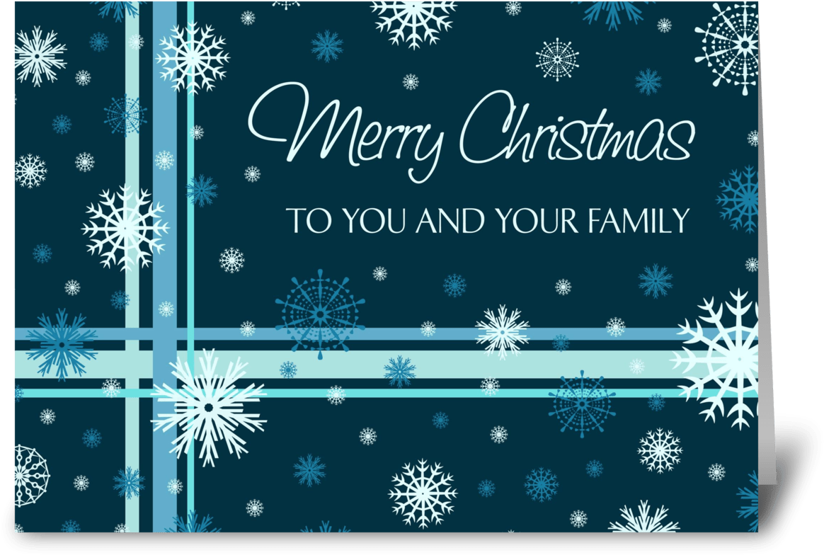 Merry Christmas Teal White Snowflakes Greeting Card - Greeting Card (848x698), Png Download