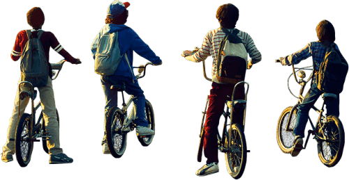 Stranger Things Boys On Bikes (500x259), Png Download