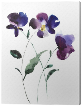 Watercolor Illustration Of Violet Flowers Canvas Print - Violet Flower Watercolor Tattoo (400x400), Png Download