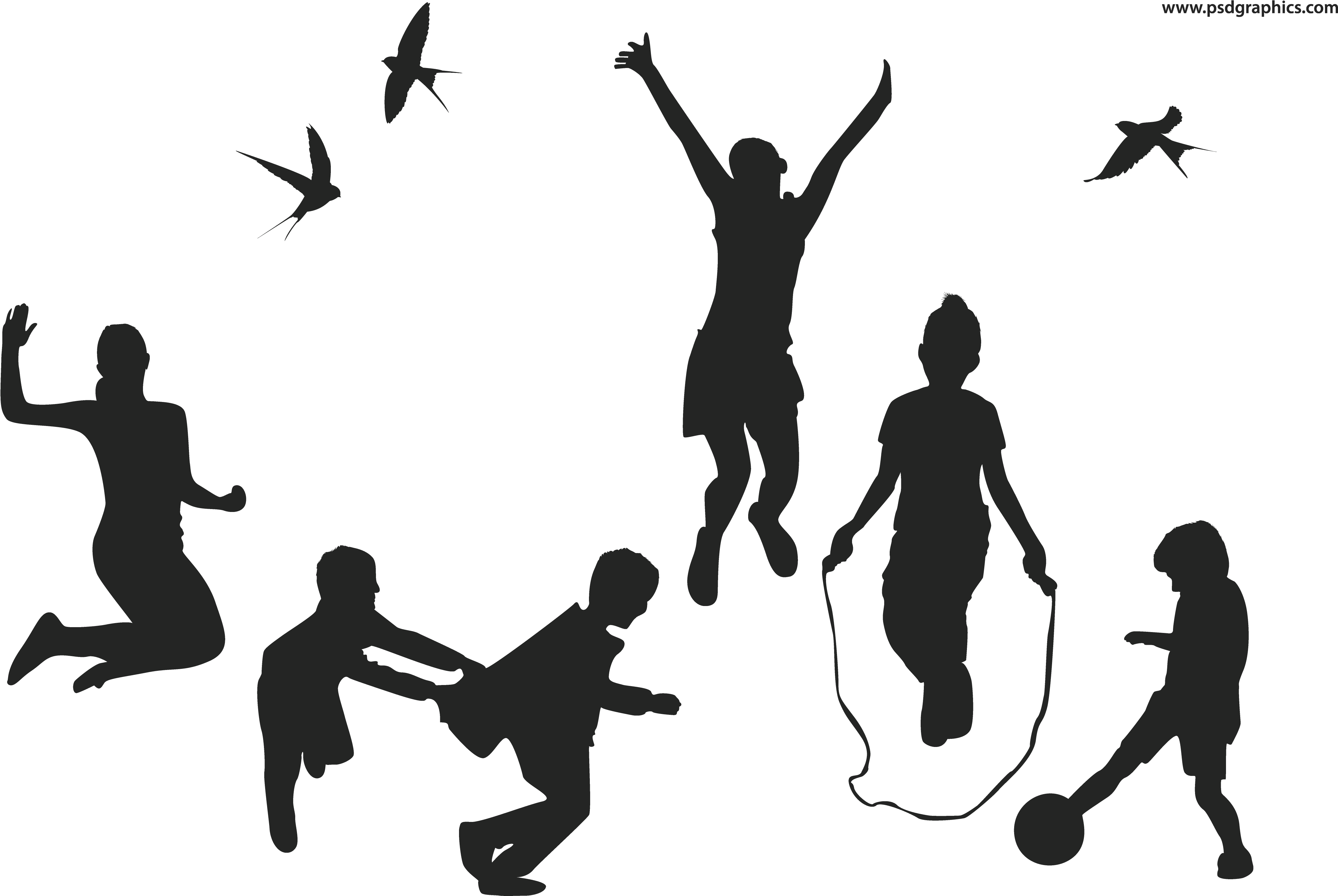 Farm Animals Silhouettes, Vector - Kids Playing Silhouette Png (5000x3333), Png Download