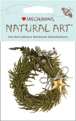 Blue Berries Wreath Sticker - Mrs. Grossman's Natural Art-pink Roses In Pot (288x440), Png Download