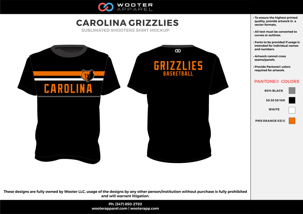 Carolina Grizzlies Black Gray Orange White Custom Design - Pantone 871c T Shirt (1000x707), Png Download