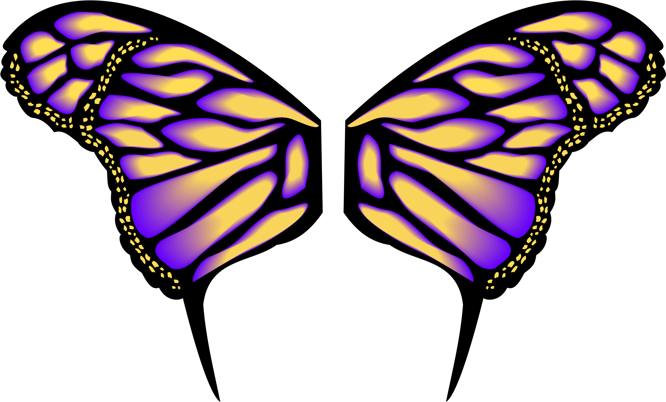 Big Image - Clip Art Butterfly Wings (2400x1479), Png Download