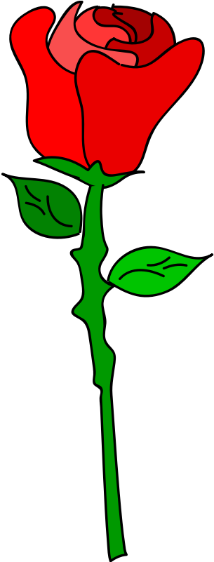 Freehand Rose Clipart By Aungkarns - Cartoon Roses (453x1200), Png Download