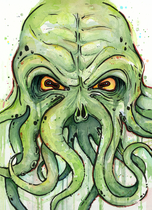 Click And Drag To Re-position The Image, If Desired - Creepy Painting Cthulhu (509x700), Png Download