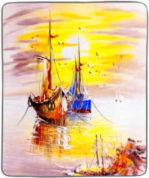 Boats Oil Painting Pixel Fleece Blanket Pixel Fleece- - Top Carpenter Venice Italy Passport Holder Case Leather (394x394), Png Download