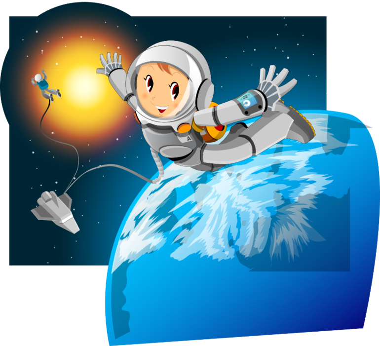 Космос Онлайн Звуки Космоса Найди И Посчитай "в Космосе" - Clipart Rocket Riding Astronaut Png (770x701), Png Download