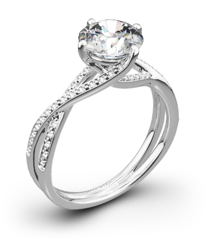 Mr1394 Fabled Diamond Engagement Ring - Solitaire Diamond Ring Diamond Band 1 Carat (500x500), Png Download