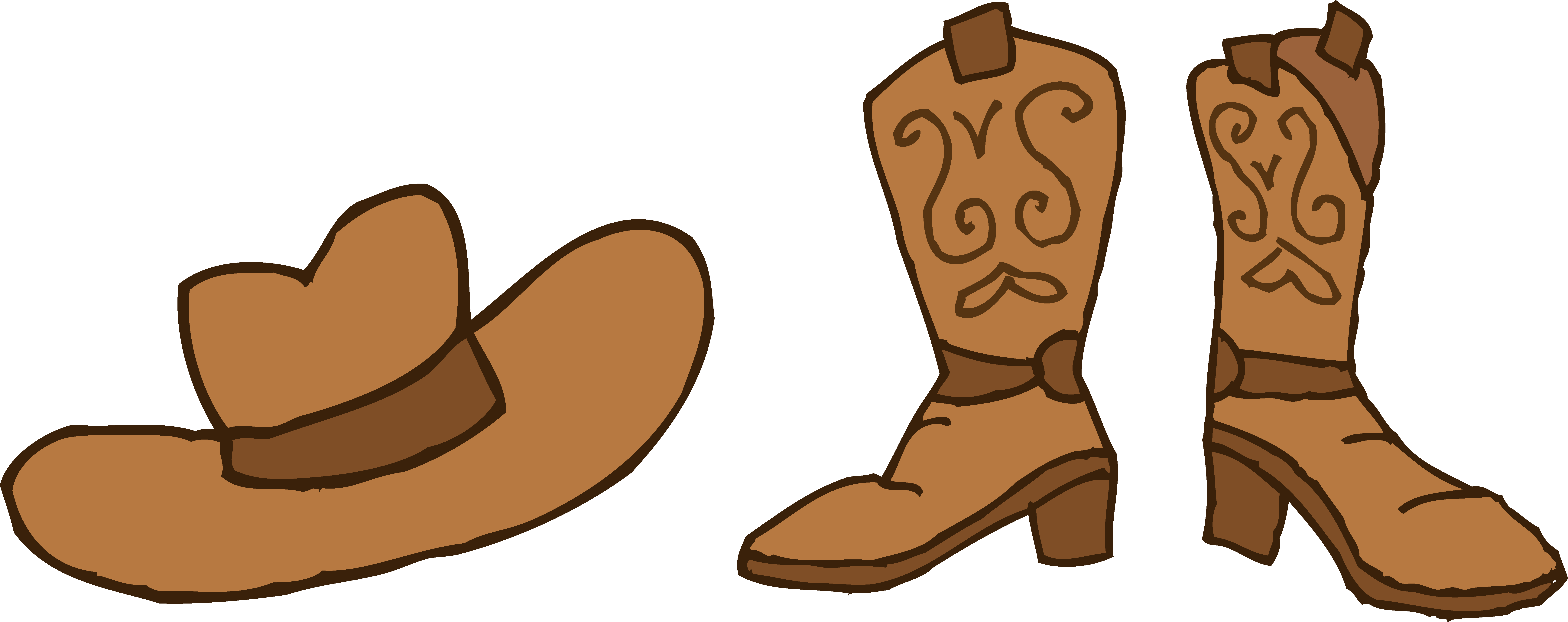 Cowboy Hat And Boots Clipart - Cowboy Boots Png Clipart (8323x3300), Png Download