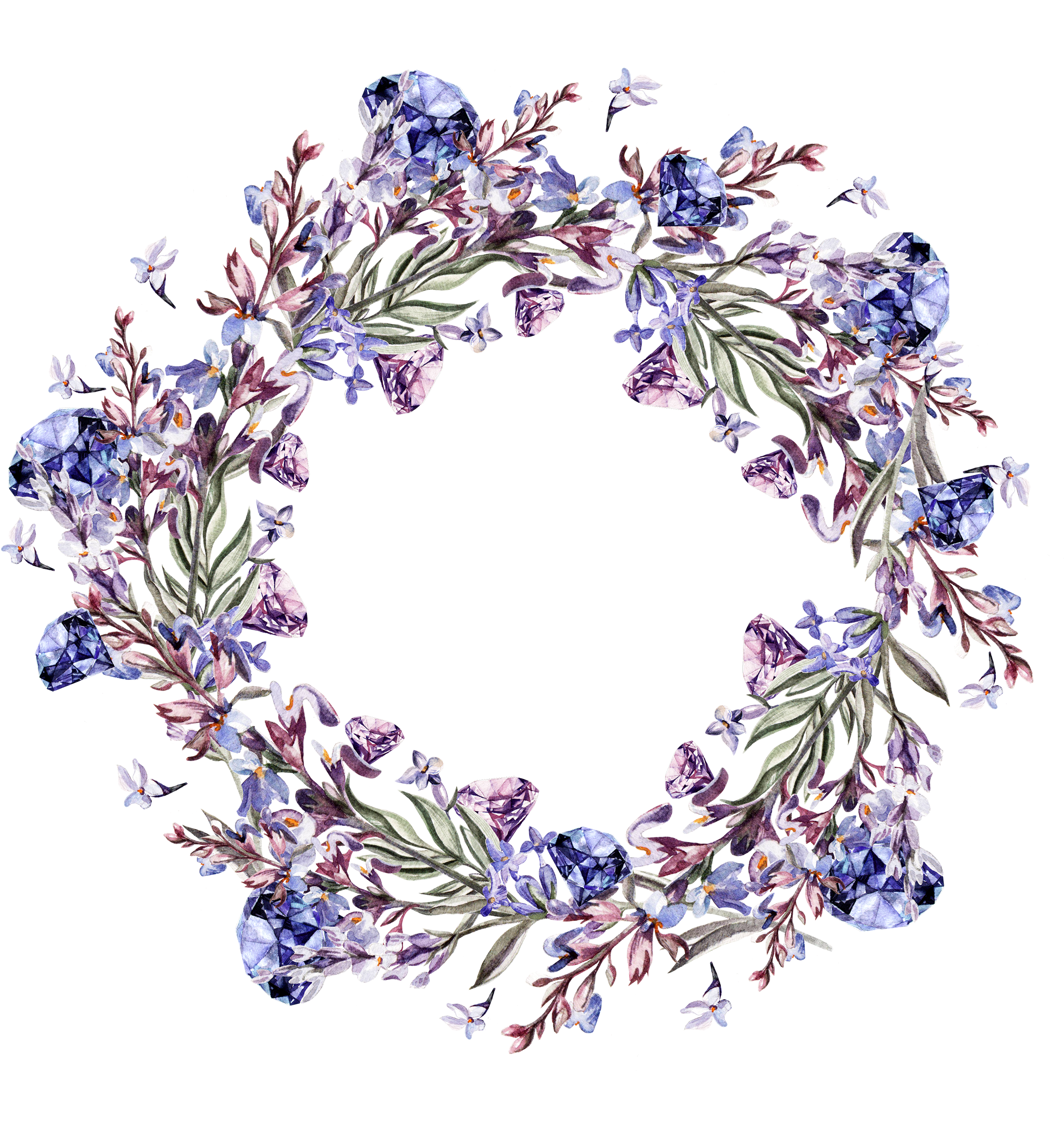 Discover Ideas About Watercolor Cards - Purple Wreath Png (2500x2500), Png Download