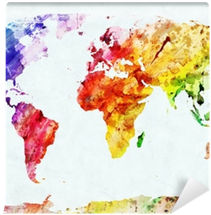 In Travel Contemporary Teenagers Room Wall Murals - Watercolor Map Of World Mural (400x400), Png Download