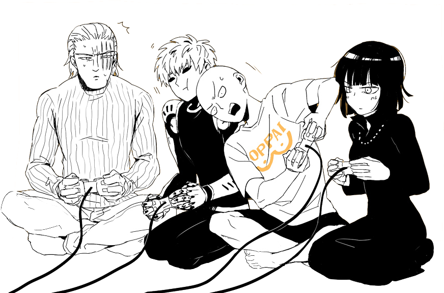 0 Rb People White Black Clothing Person Black And White - Saitama Playing Video Games (896x600), Png Download
