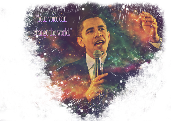 Bleed Area May Not Be Visible - Barack Obama Your Voice Can Change The World (600x425), Png Download