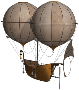 Hot Air Balloon Aircraft Balloon Airship F - Steampunk Hot Air Balloon Png (453x340), Png Download