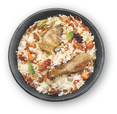 Chicken Biryani Plate Png - Biryani Top View Png (400x391), Png Download