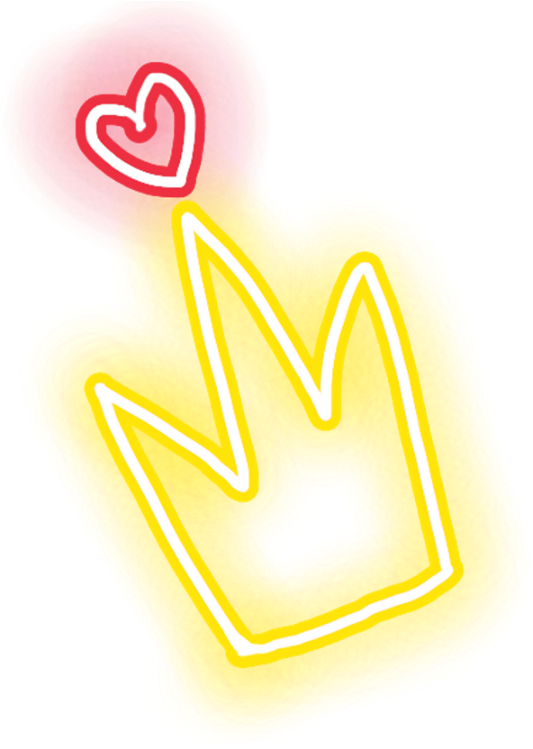 Glow Sticker Heart Crown Glowsticker Freetoedit - Neon Sign (1024x1024), Png Download