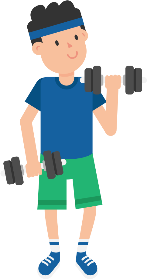 Cartoon Dumbbell Png - Person Lifting A Weights Animated (2000x1126), Png Download