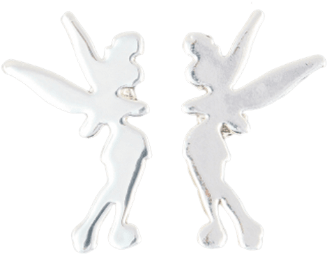 Disney Tinkerbell Silhouette Stud Earrings White Gold - Portable Network Graphics (600x600), Png Download