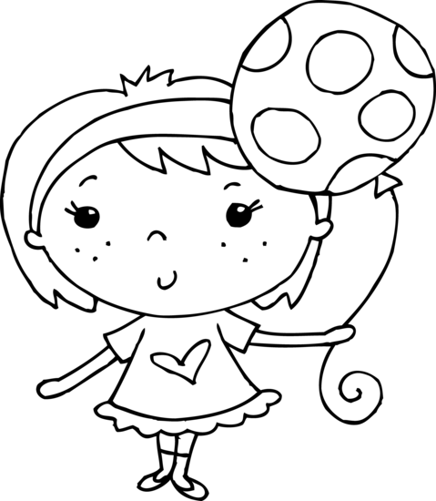 Png Black And White Download Black And White Clipart - Girl With A Balloon Clipart Black And White (479x550), Png Download