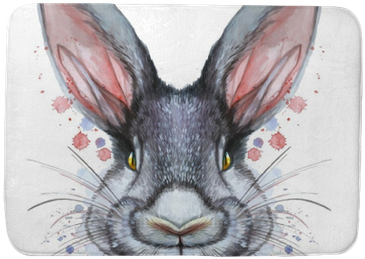 Painted With Watercolor Of An Animal Mammal - Kanin Tegning (400x400), Png Download