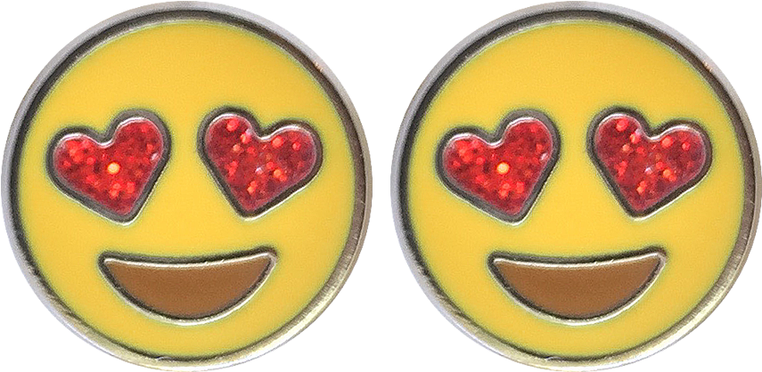 Heart Eyes Emoji Earrings - Lapel Pin (918x918), Png Download