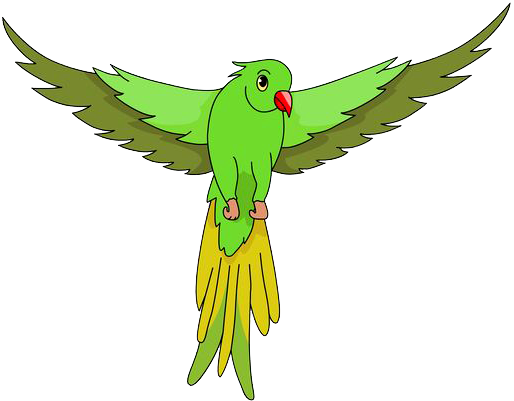 Siting Parrot Png - Green Parrot Flying Clipart (550x423), Png Download