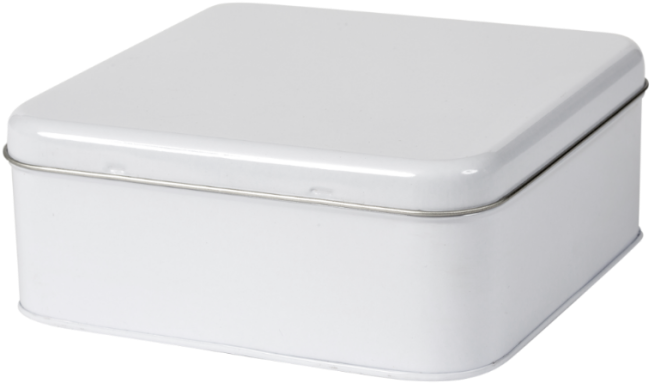 Square Cake Tin With Sliplid - White Square Metal Tin (1030x687), Png Download