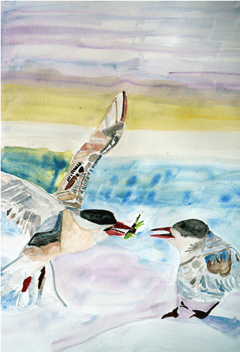 Watercolor Birds 1 - Watercolor Painting (700x500), Png Download