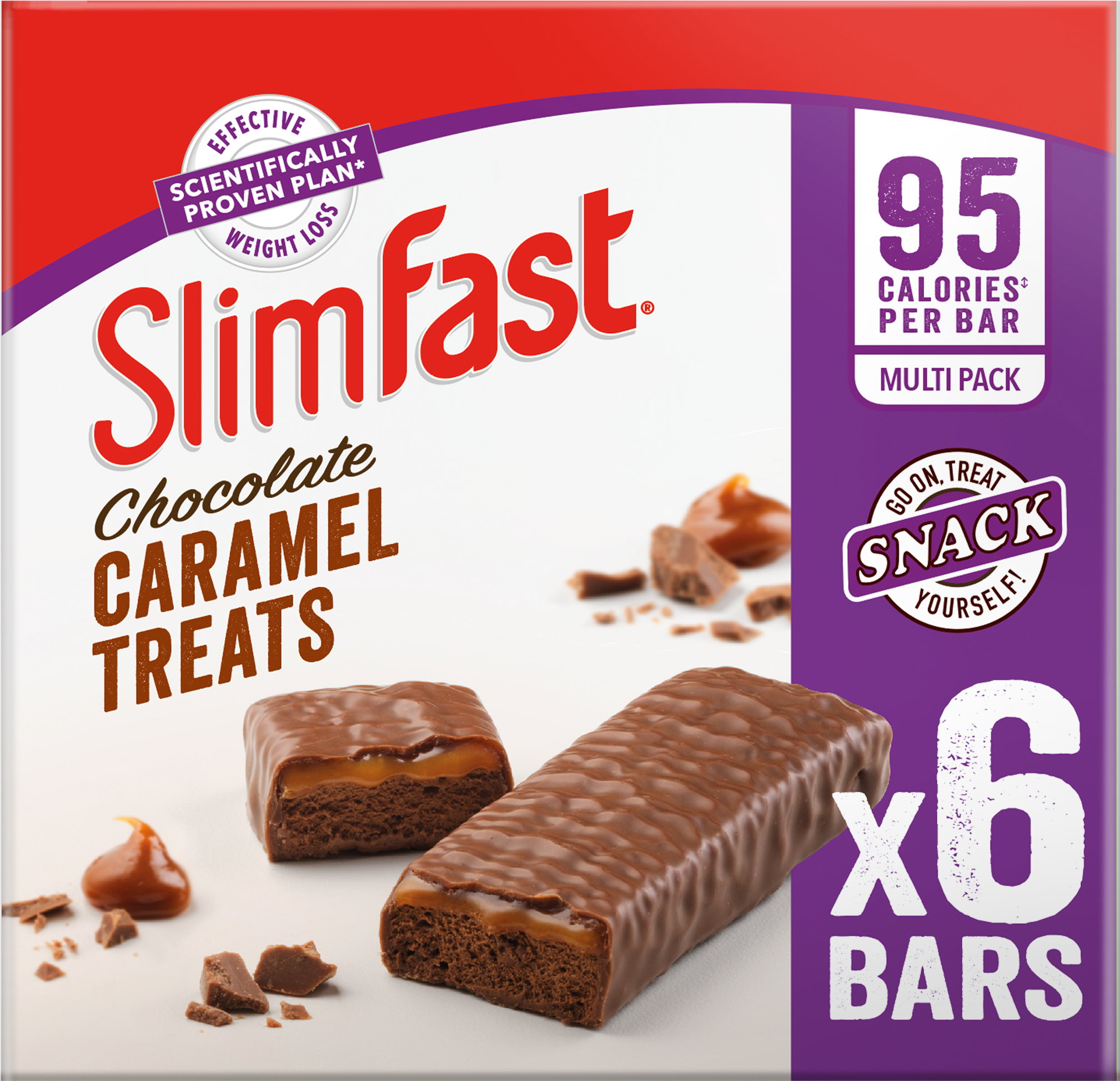 Chocolate Caramel Treat Snack Bar Multipack - Slim Fast Chocolate Bars (2365x2365), Png Download