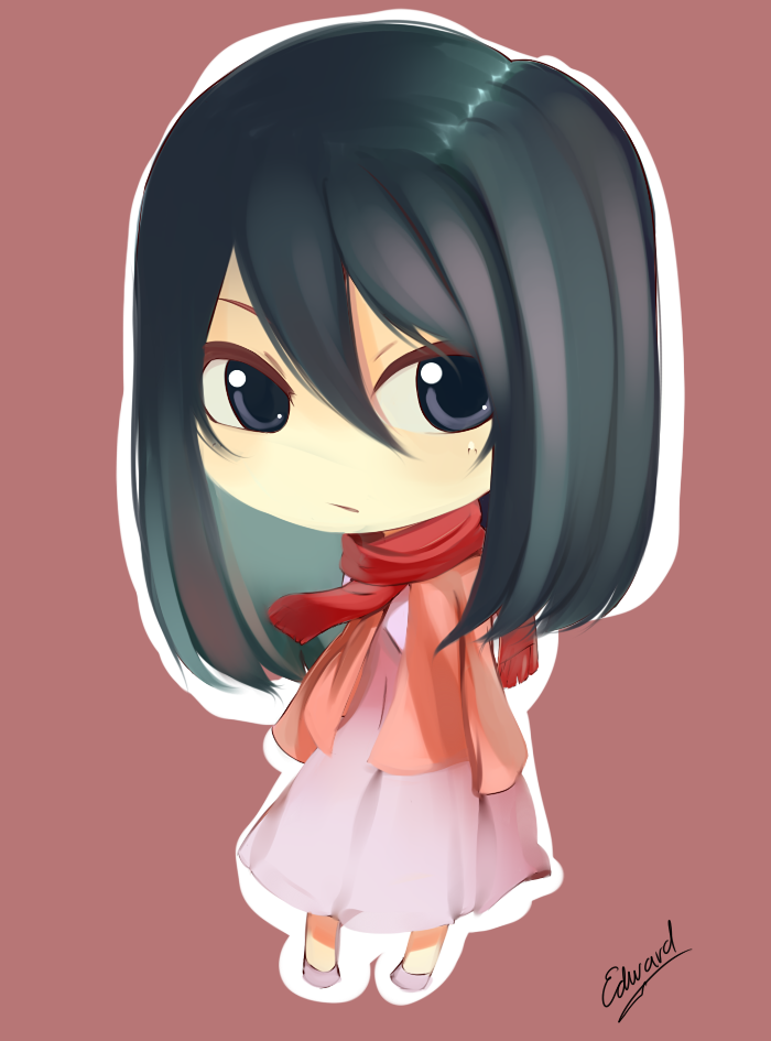 Cute Mikasa Chibi Version - Drawing (700x945), Png Download